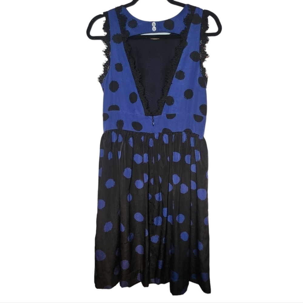 Coreylynn Calter Polkadot Sleeveless Open Back Dress Blue & Black Size 8 - Picture 6 of 9